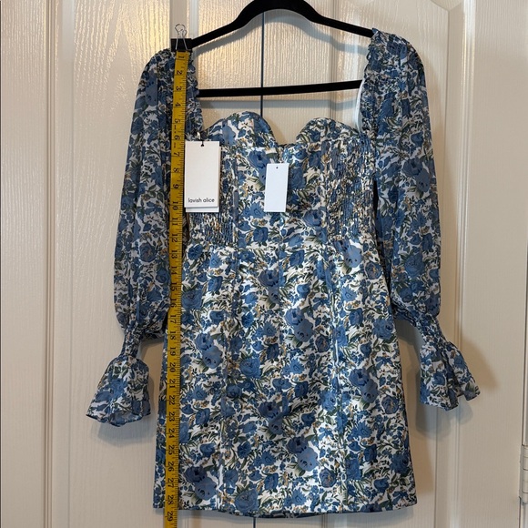 Lavish Alice Floral Print Ballom Sleeves Mini Dress Size 4 NWT - Picture 3 of 15